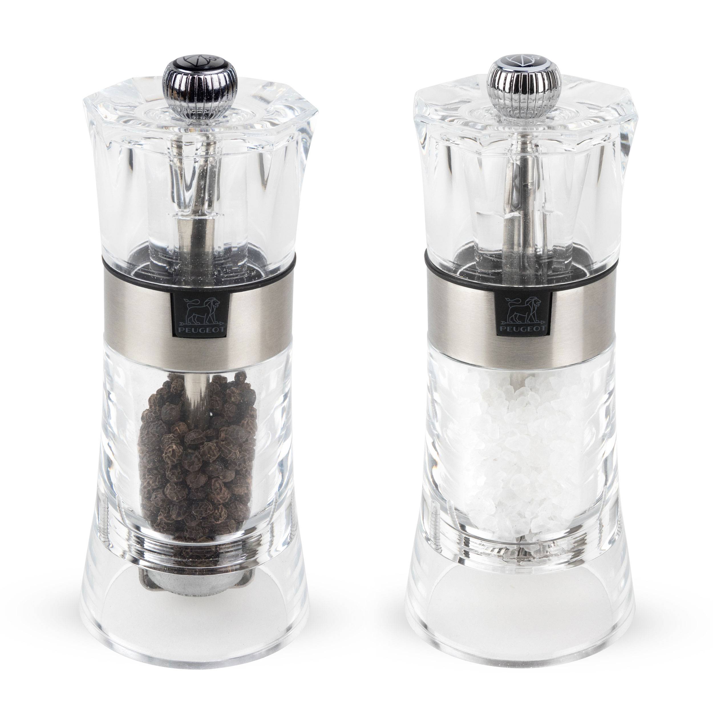 Peugeot Oslo Duo Pfeffer- und Salzmühle, Gewürzmühle, Gewürz Mühle, Acryl / Edelstahl, 14 cm, 2/34559