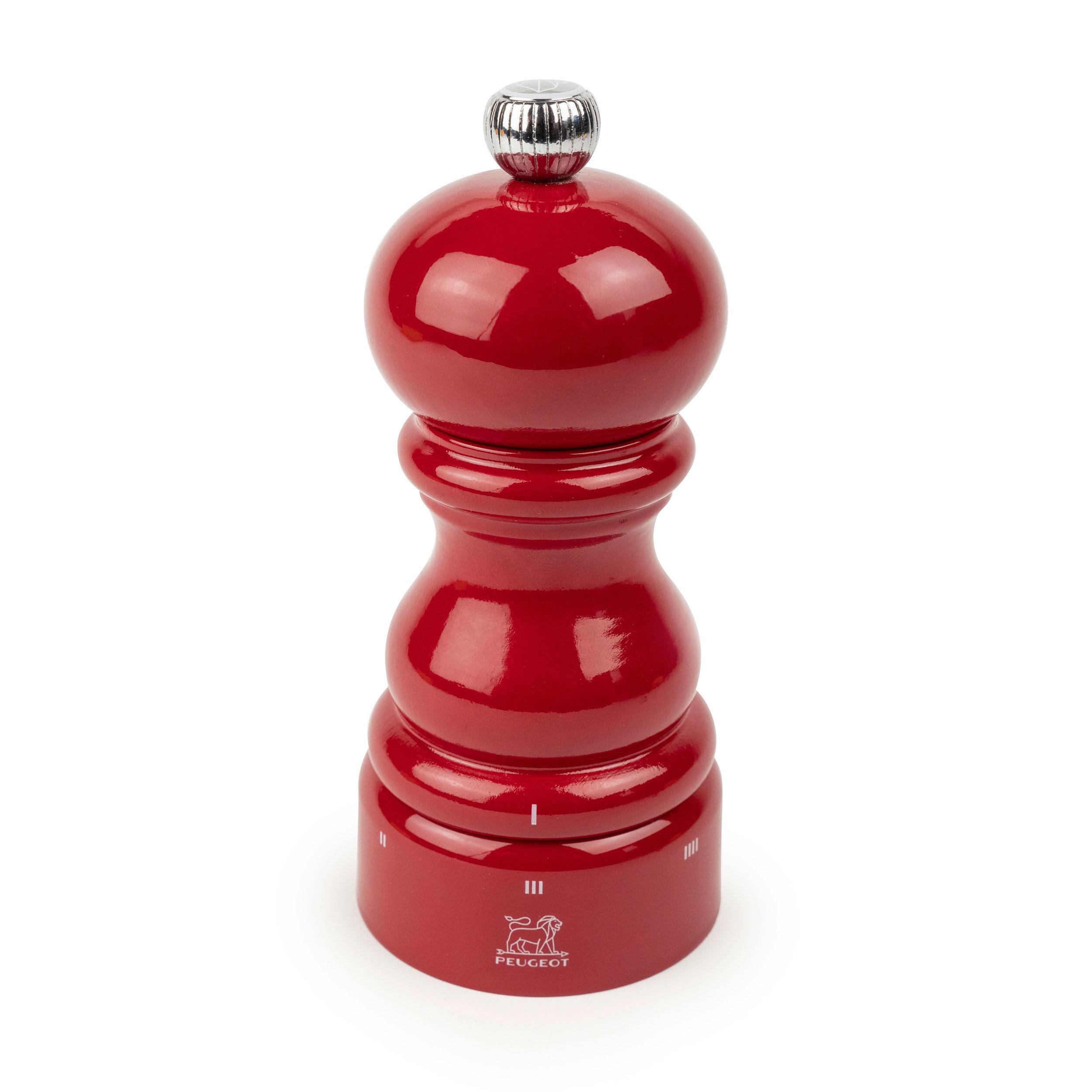 Peugeot Paris uSelect Salzmühle, Salz Mühle, Gewürzmühle, Holz lackiert, Passion Red / Rot, 12 cm, 41205