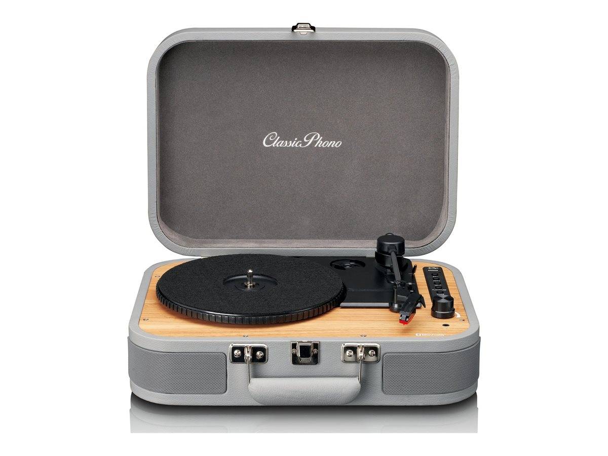 LENCO TT-116 Koffer-Plattenspieler Retro-Stil BT USB grau