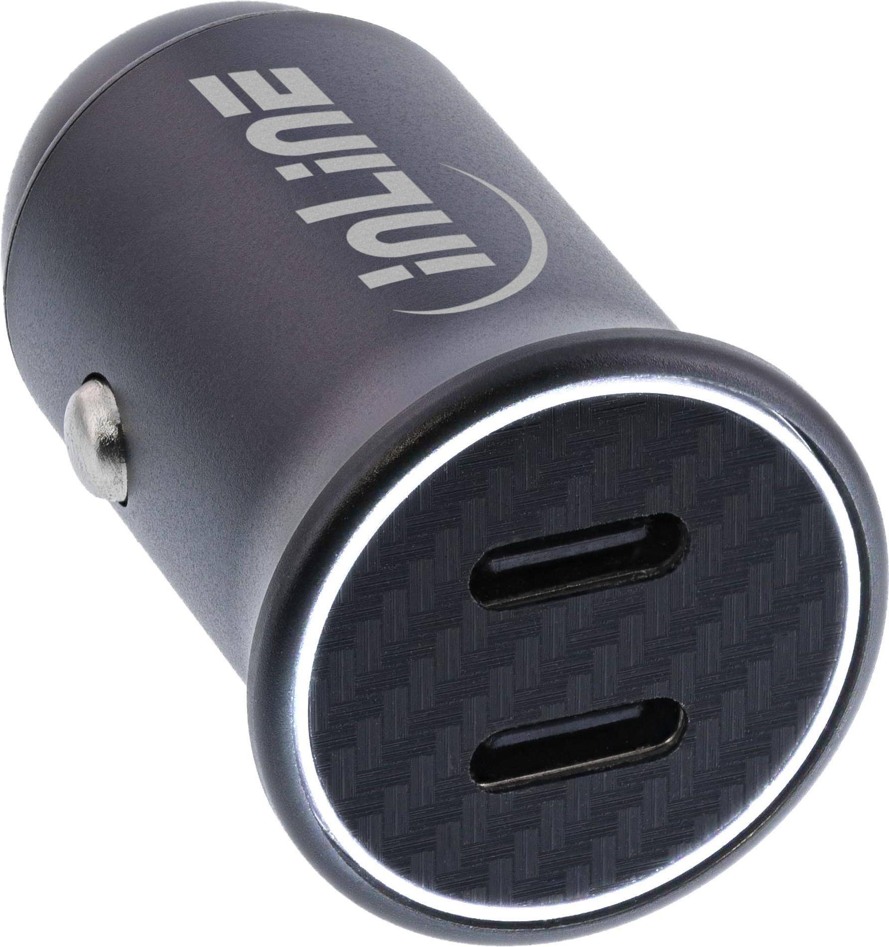 InLine USB KFZ Stromadapter Power Delivery - 2x USB-C - schwarz - 9V-Block