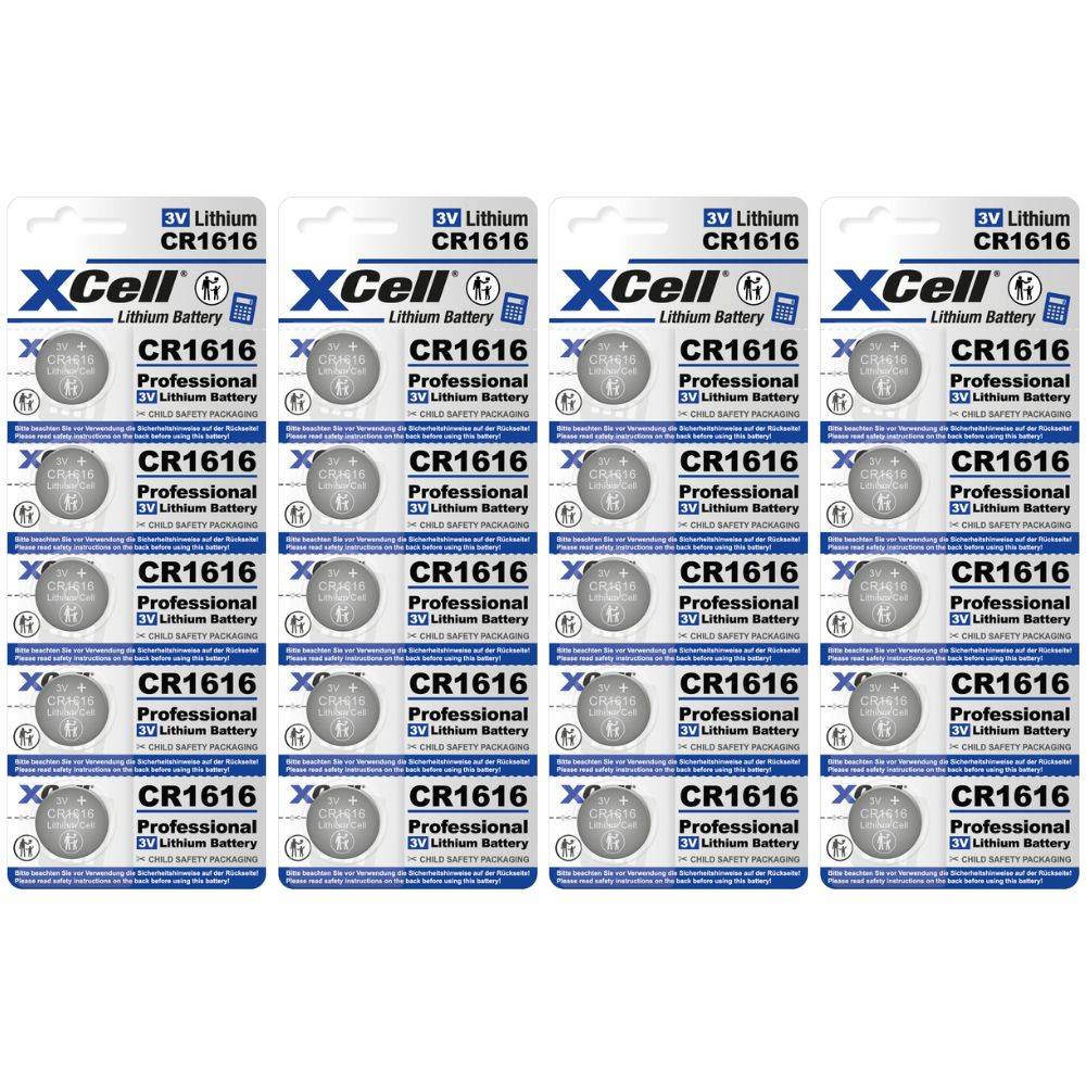 20x XCell Lithium-Knopfzelle CR1616 3V/50mAh (4x 5er-Pack)