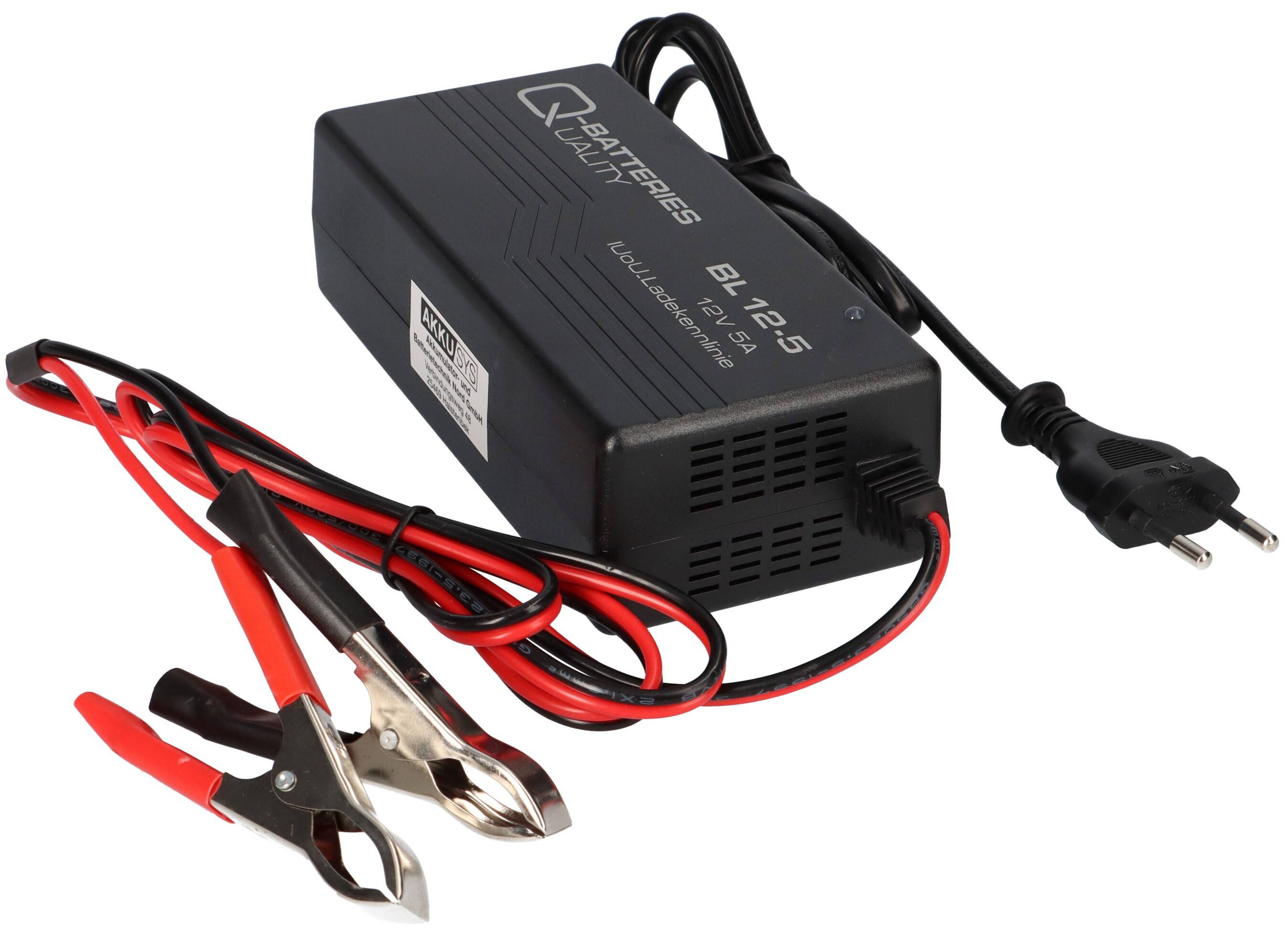 Q-Batteries BL 12-5 Ladegerät für Bleiakkus 12V - 5A Ladestrom IU0U Ladekennlinie