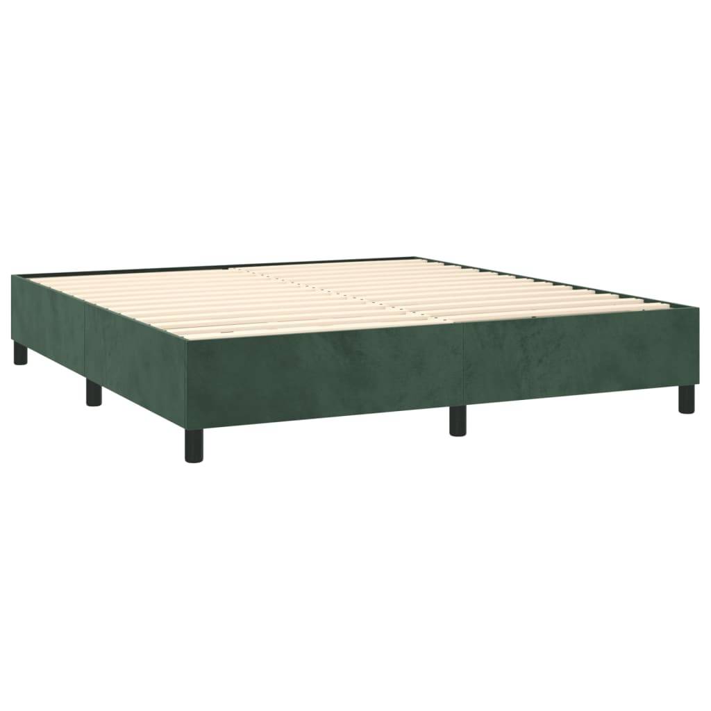 vidaXL Boxspringbett mit Matratze Dunkelgrün 200x200 cm Samt