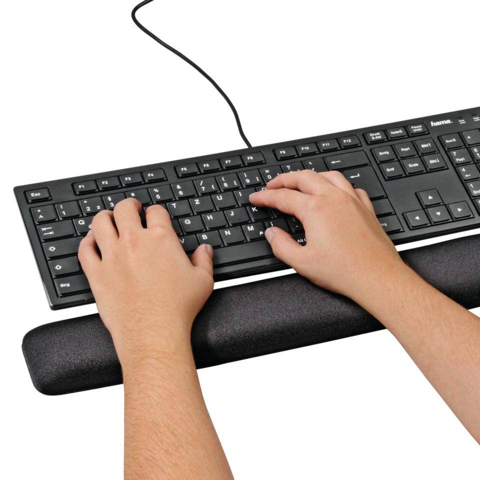 hama Tastatur-Handballenauflage Ergonomic, schwarz, Stoffoberfläche, 493x70x22mm