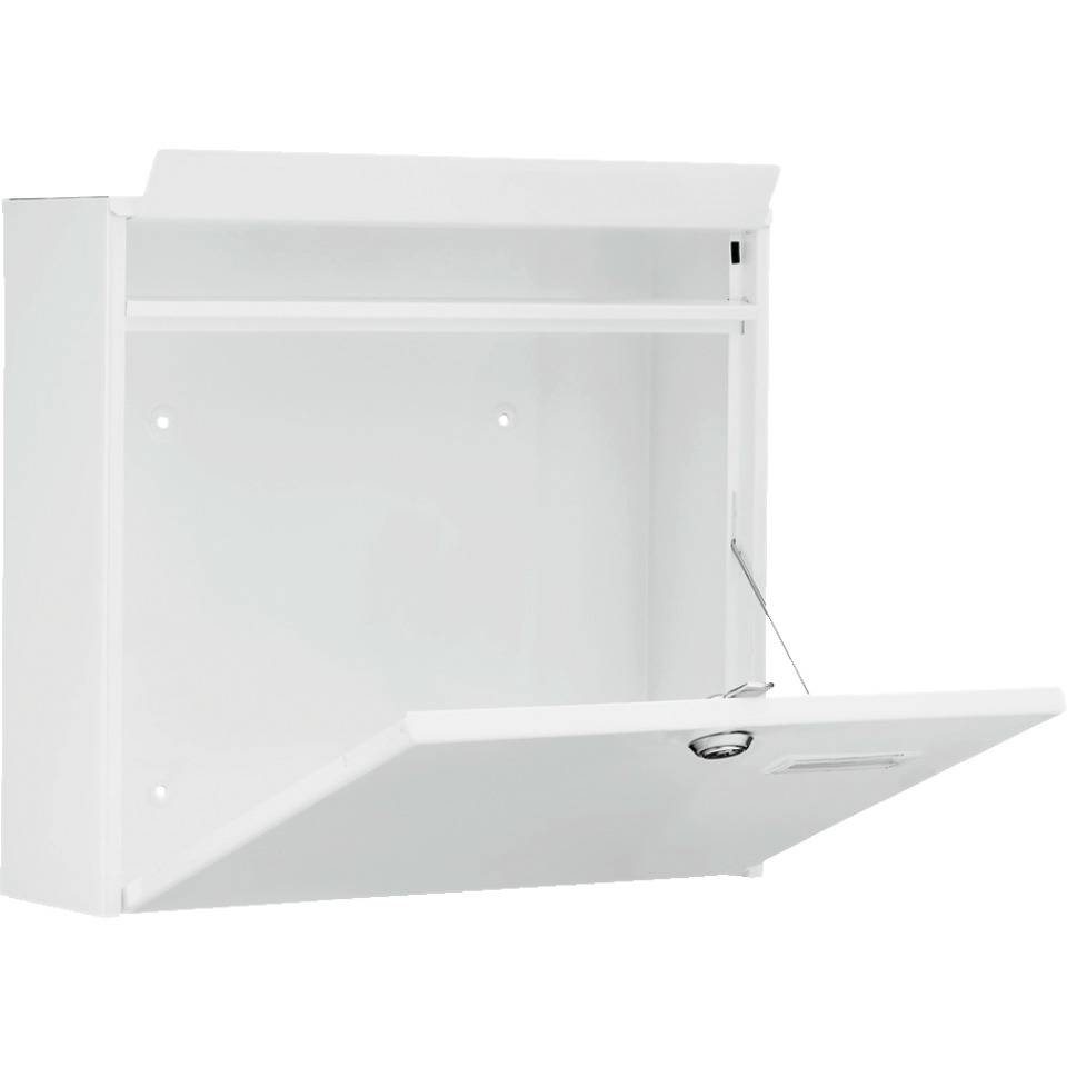 Briefkasten Kompakt, weiß, Stahl, pulverbeschichtet, 2 Schlüssel, 380x340x148mm