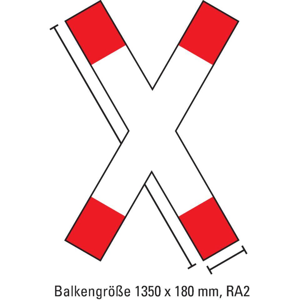Verkehrszeichen Andreaskreuz, Nr.201-50, Aluminium RA2, reflektierend, 1350x180mm