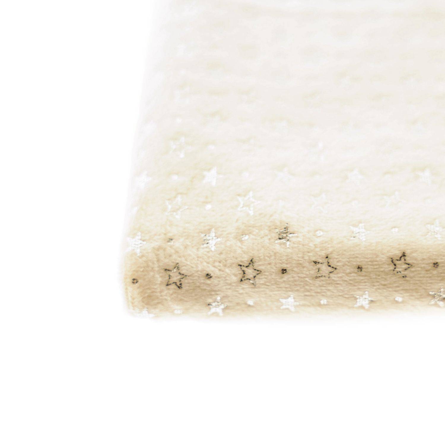 Almina Babydecken-Set mit Bärenkissen Zweilagige Babydecke aus Polyester Sternenmuster 100x80 cm Beige