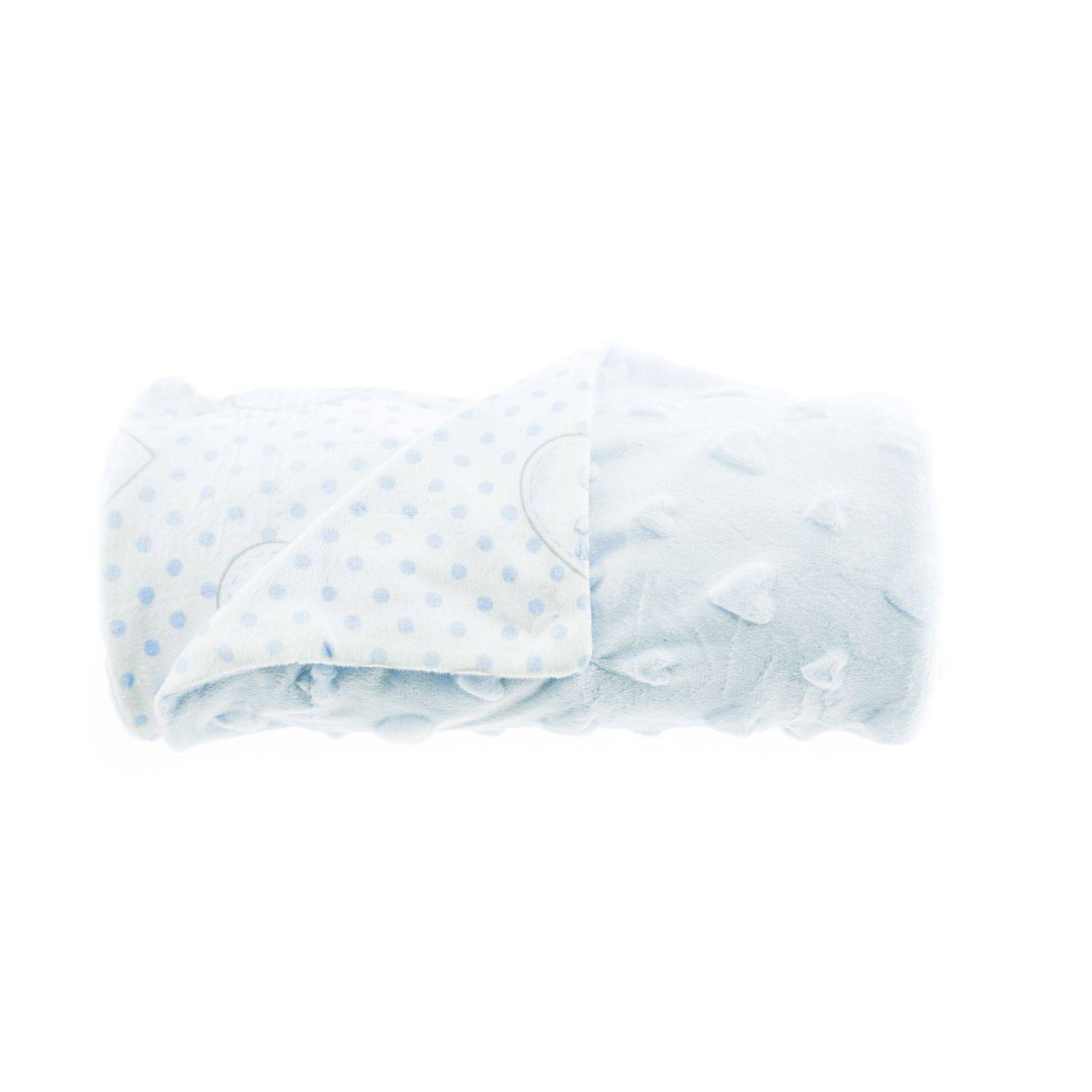 Babydecke Doppellagig 75cm x 100cm mit Babybär und Herz Babyblau Motiv 2