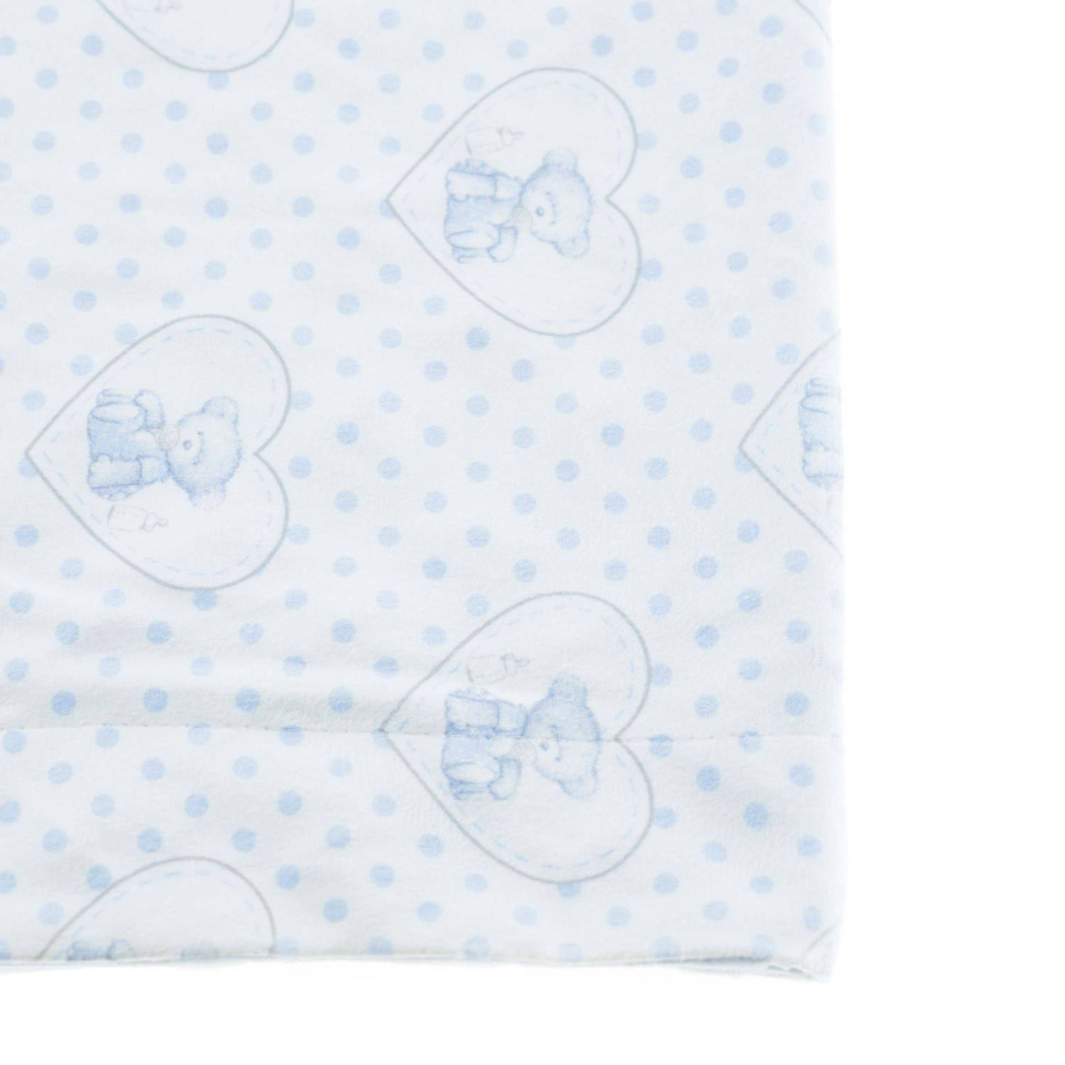 Babydecke Doppellagig 75cm x 100cm mit Babybär und Herz Babyblau Motiv 2