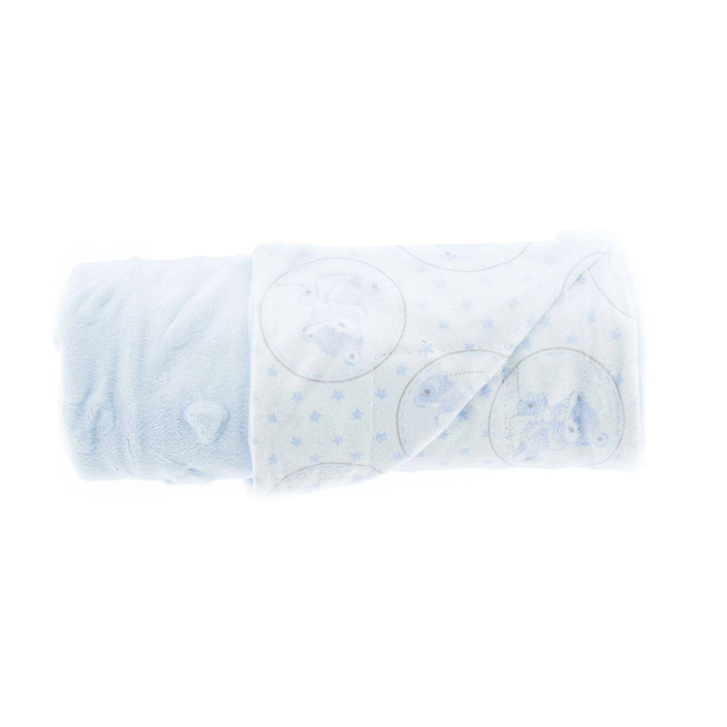 Babydecke Doppellagig 75cm x 100cm mit Babybär und Decke Babyblau Motiv 3