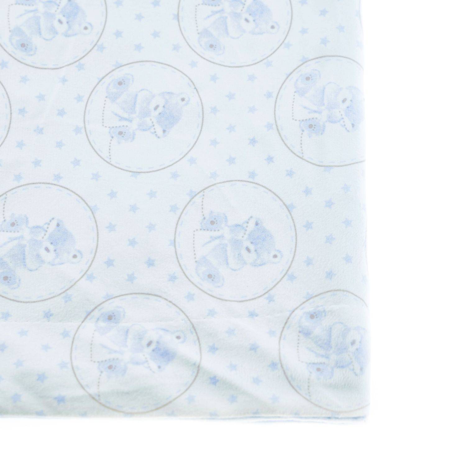 Babydecke Doppellagig 75cm x 100cm mit Babybär und Decke Babyblau Motiv 3
