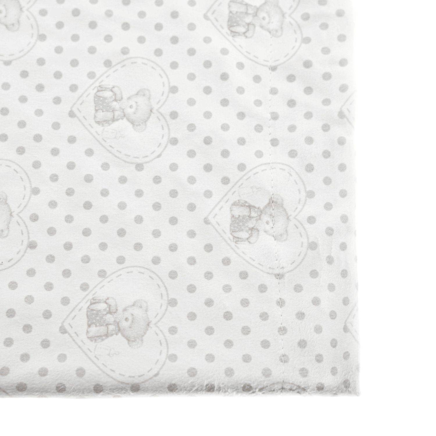 Babydecke Doppellagig 75cm x 100cm mit Babybär und Herz Grau Motiv 2