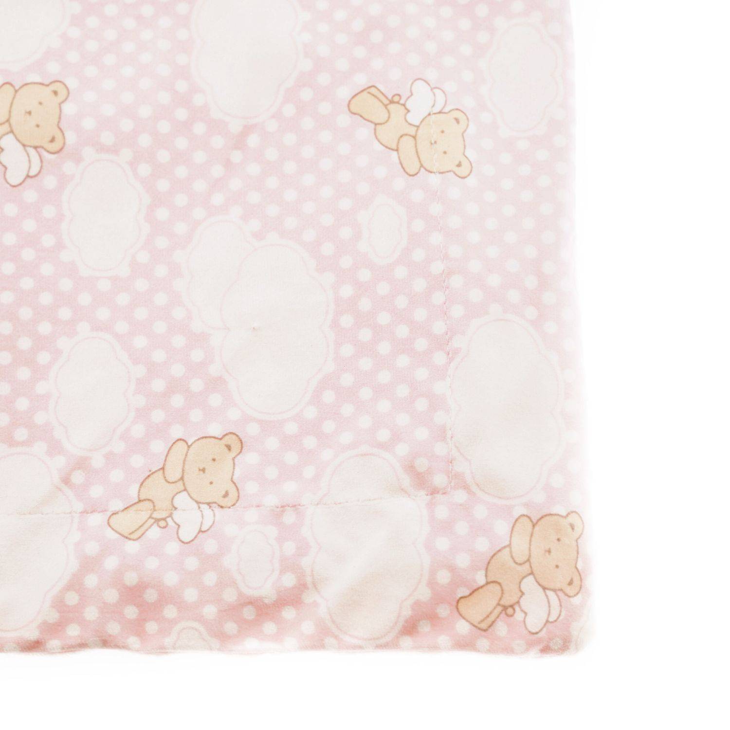 Babydecke Doppellagig 75cm x 100cm mit Bärenengel und Wolken Rosa Motiv 1
