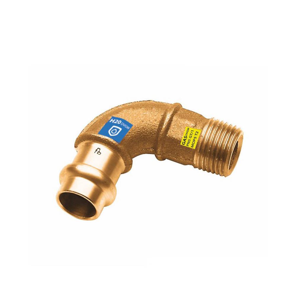 Sanpro Pressfitting 90° Winkel - Bogen mit Außengewinde, Größe V 15 - 3/8"