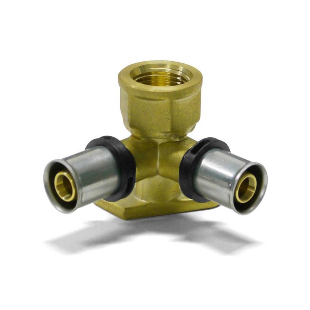 Sanpro THPRESS Pressfitting Doppel Wandwinkel - Wandscheibe, Größe 16x2, Höhe 52 mm