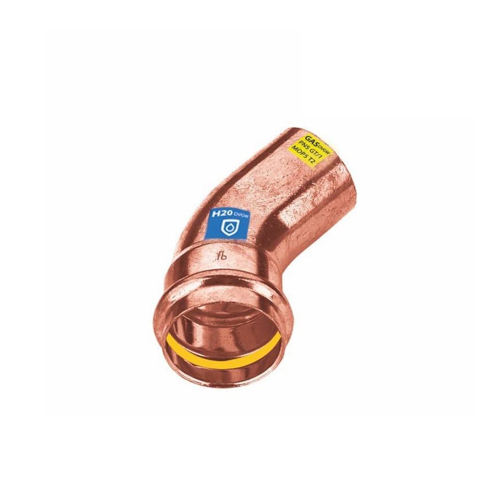 Sanpro Pressfitting Kupfer 45° Winkel - Bogen innen - außen, Größe V 12