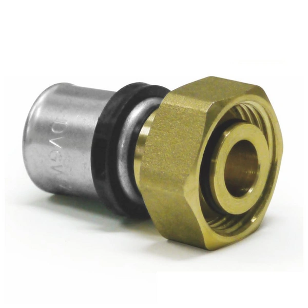 Sanpro Pressfitting Übergangsverschraubung + IG Eurokonus, Größe 20x2, Messing Sanpro Pressfitting Übergangsverschraubung + IG Eurokonus, Größe 20x2, Messing
