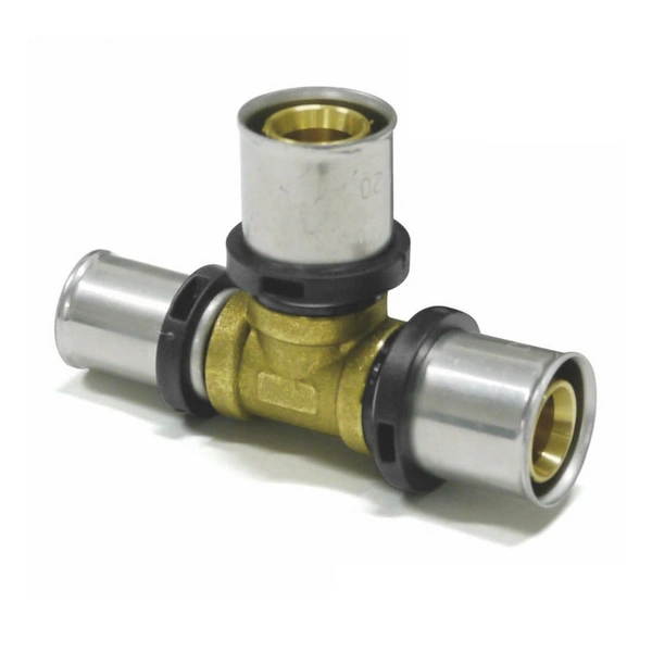 Sanpro THPRESS Pressfitting T-Stück Abgänge reduziert, Größe 26x3 - Abgang 16x2 - 20x2 Sanpro THPRESS Pressfitting T-Stück Abgänge reduziert, Größe 26x3 - Abgang 16x2 - 20x2