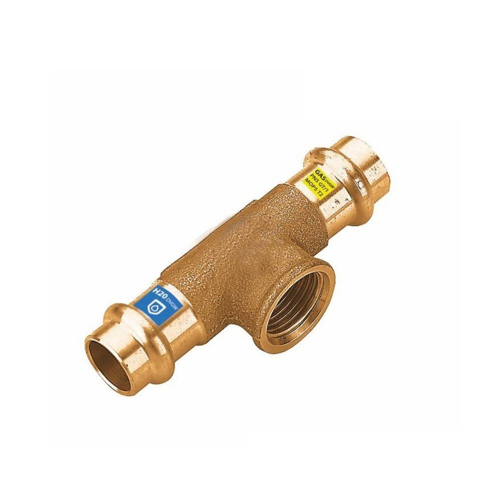 Sanpro Pressfitting Kupfer T-Stück Innengewinde, Größe V 18 - 1/2"