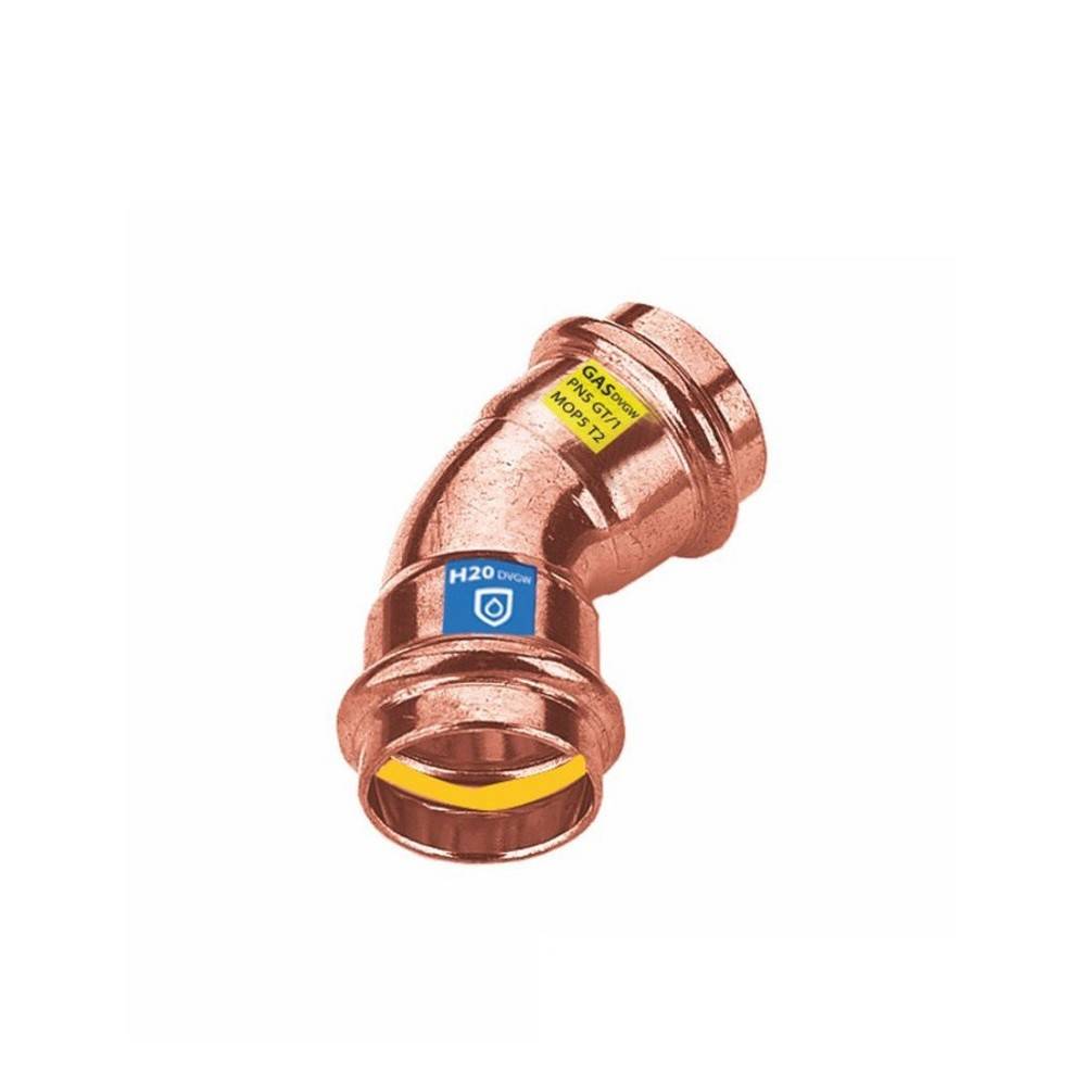Sanpro Fitting - Pressfitting Kupfer 45° Winkel - Bogen, Größe V 35