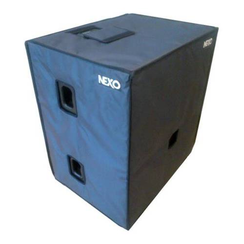 Eine gepolsterte Schutzhülle für einen NEXO Lautsprecher-Subwoofer, entwickelt zum Schutz und zur einfachen Beförderung.