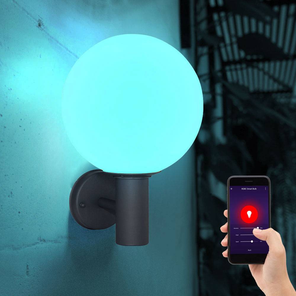 Außenleuchte Wandleuchte Gartenleuchte Hauswandlampe, App- Sprachsteuerung Farbwechsler dimmbar CCT Tageslicht Timer, LED 5W 470Lm warmweiß-kaltwei