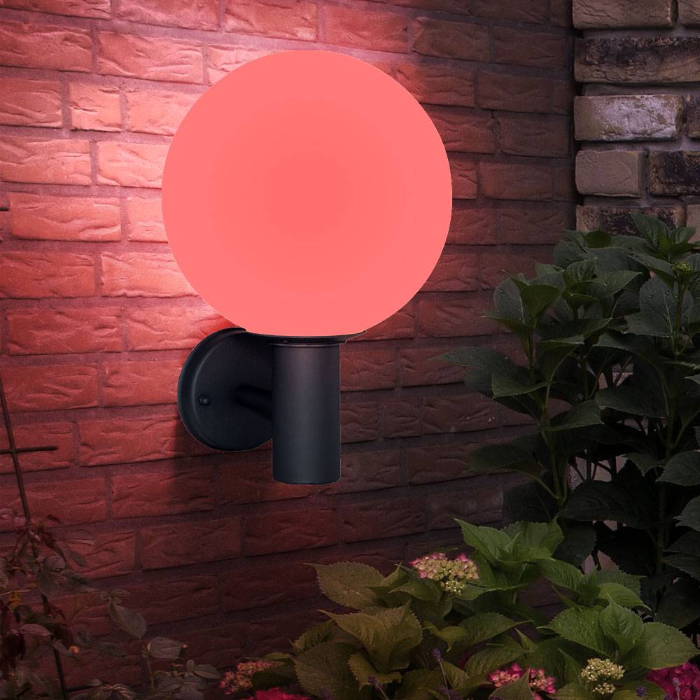 Außenleuchte Wandleuchte Gartenlampe Edelstahl Fassadenleuchte, Fernbedienung dimmbar Memoryfunktion, anthrazit weiß, RGB LED 8,5W 806Lm warmweiß