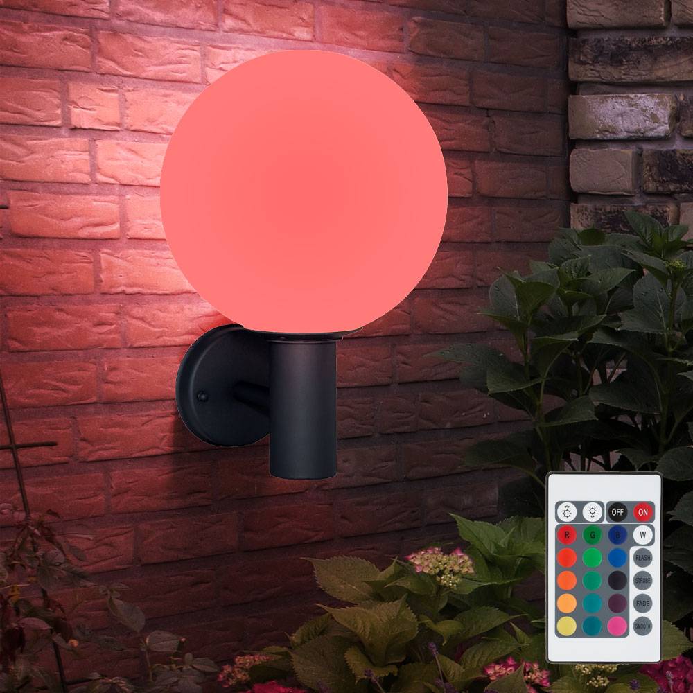 Außenleuchte Wandleuchte Gartenlampe Edelstahl Fassadenleuchte, Fernbedienung dimmbar Memoryfunktion, anthrazit weiß, RGB LED 8,5W 806Lm warmweiß