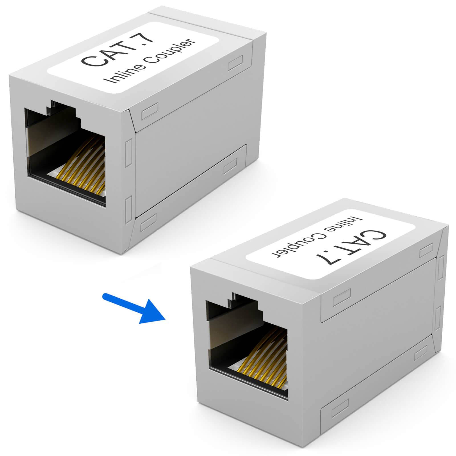 hb-digital Kabel Verbinder CAT 7 Patchkabelkupplung RJ45 Netzwerkkabel Adapter Indoor verchromt
