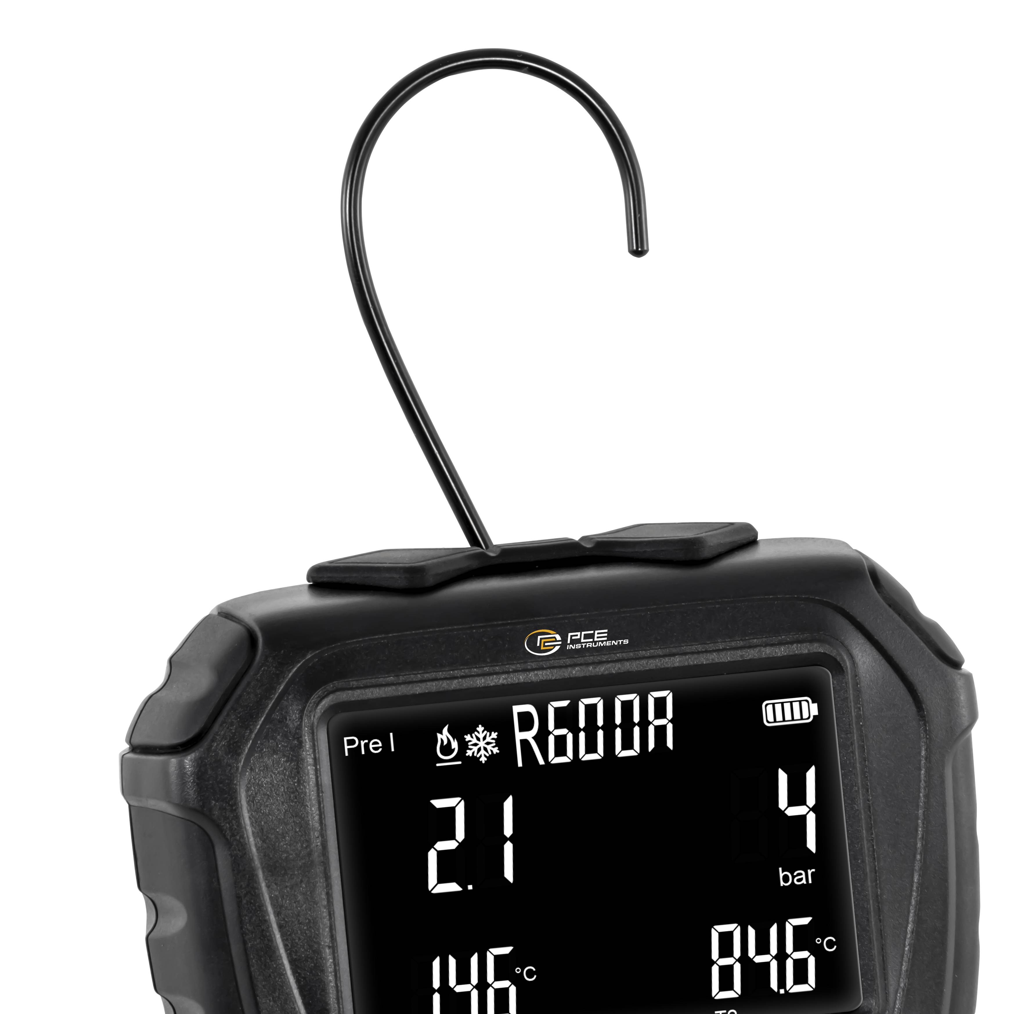 PCE Instruments Druckmesser PCE-HVAC 10 Messung bis 60 bar |2-Wege-Ventilblock mit 3 Anschlüssen 7/16“ – UNF |IP42