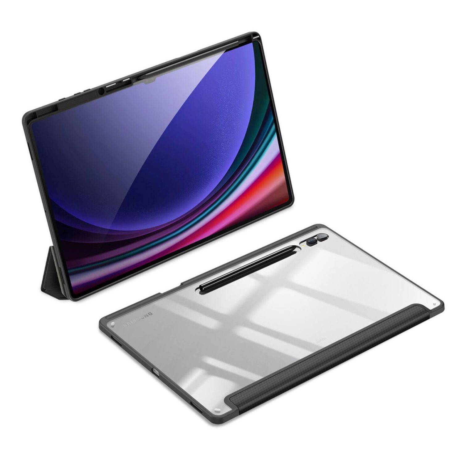 Dux Ducis Toby-Series Tablethülle kompatibel mit Samsung Galaxy Tab S9 Ultra / S8 Ultra mit Bleistifthalter - Schwarz
