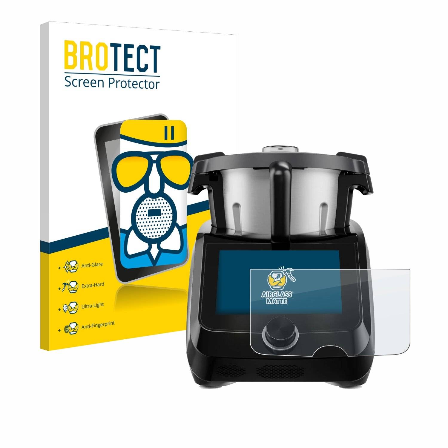 BROTECT AirGlass Matt Glas Panzer Folie für SilverCrest Monsieur Cuisine Smart BLACK