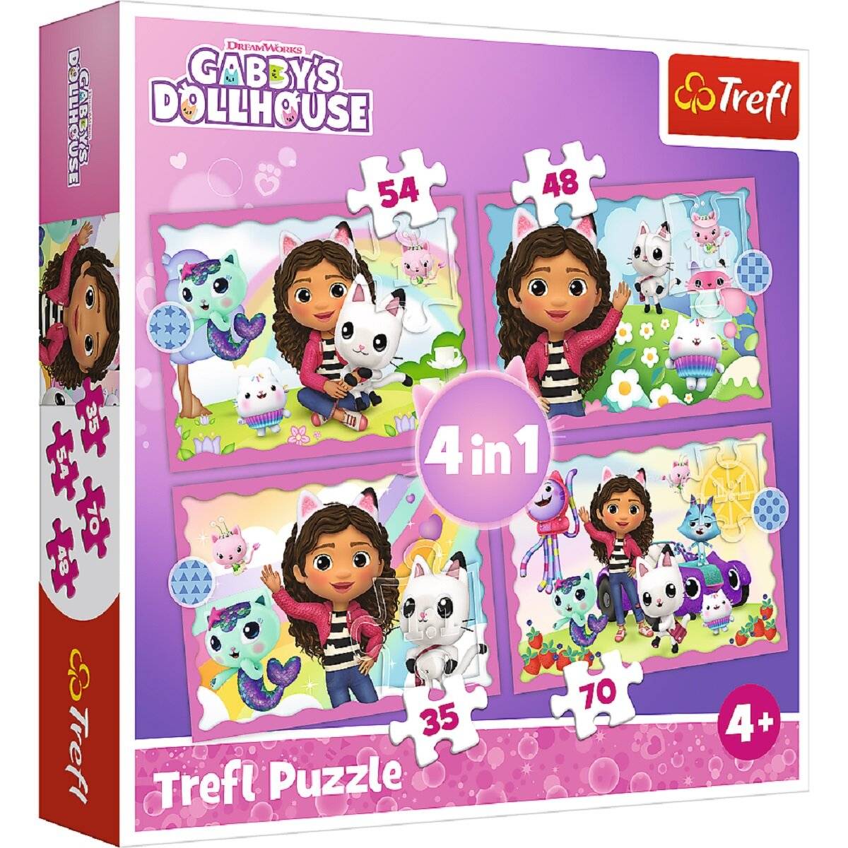 Gabby's Dollhouse 4-in-1 Puzzle Set – Vier zauberhafte Puzzles in einem