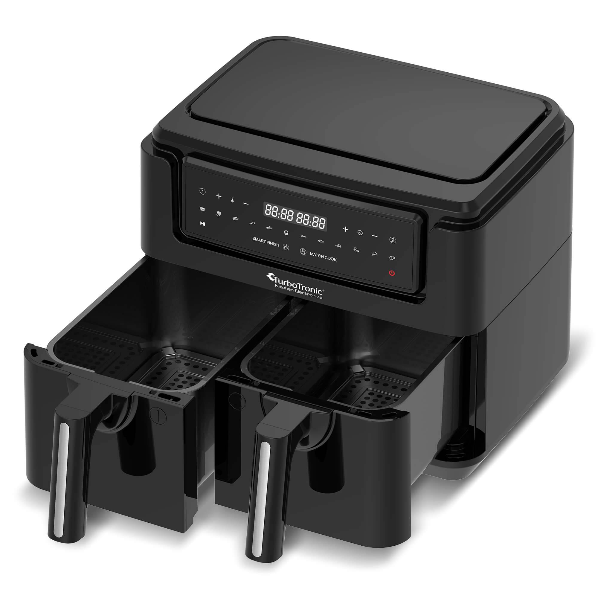 Heißluftfritteuse XXL doppel Airfryer 1750W 7,6L 2x 3,8L Kammer 12 Programme digitale Heißluft Fritteuse ohne Fett Öl Dual Luftfritteuse Air Friteu