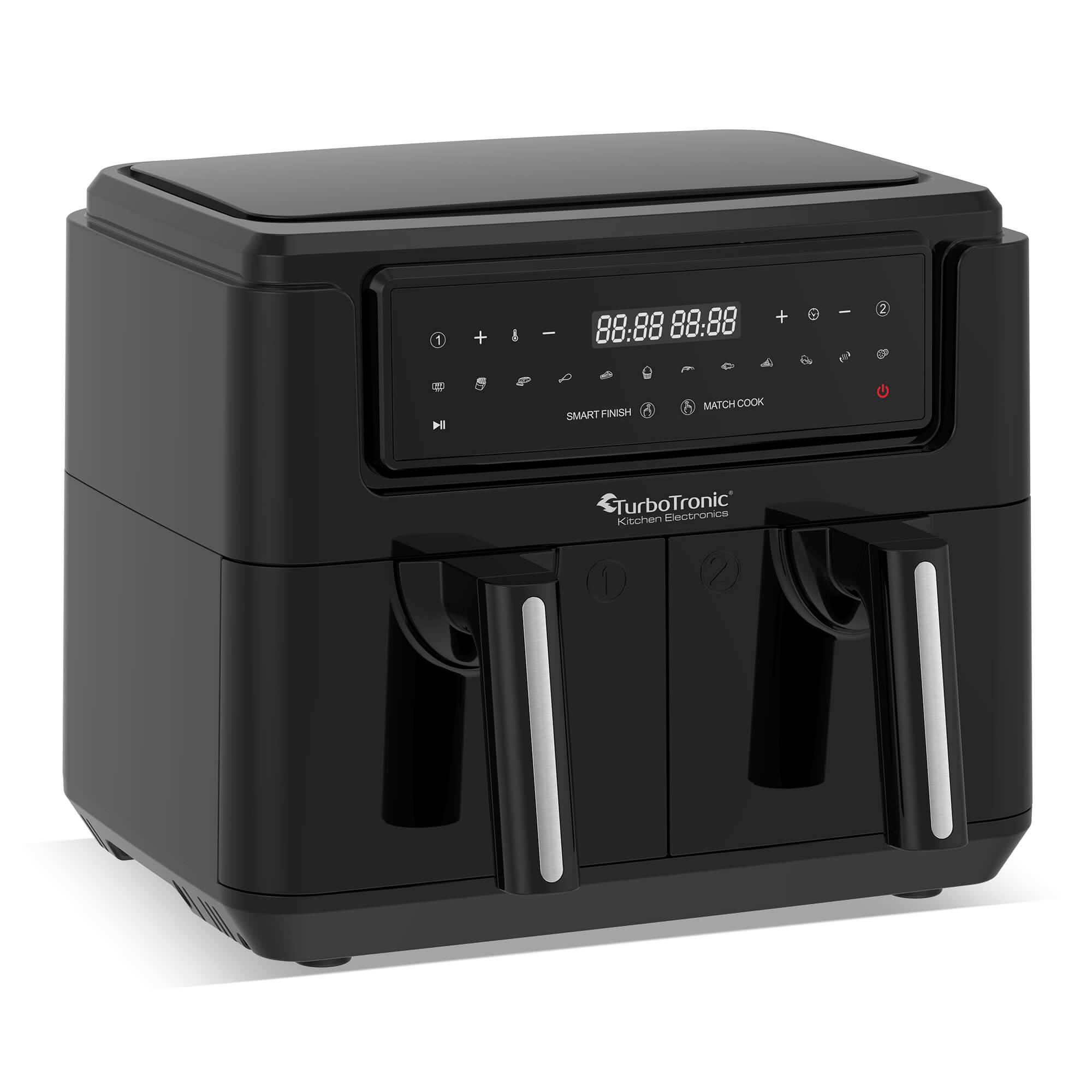 Heißluftfritteuse XXL doppel Airfryer 1750W 7,6L 2x 3,8L Kammer 12 Programme digitale Heißluft Fritteuse ohne Fett Öl Dual Luftfritteuse Air Friteu
