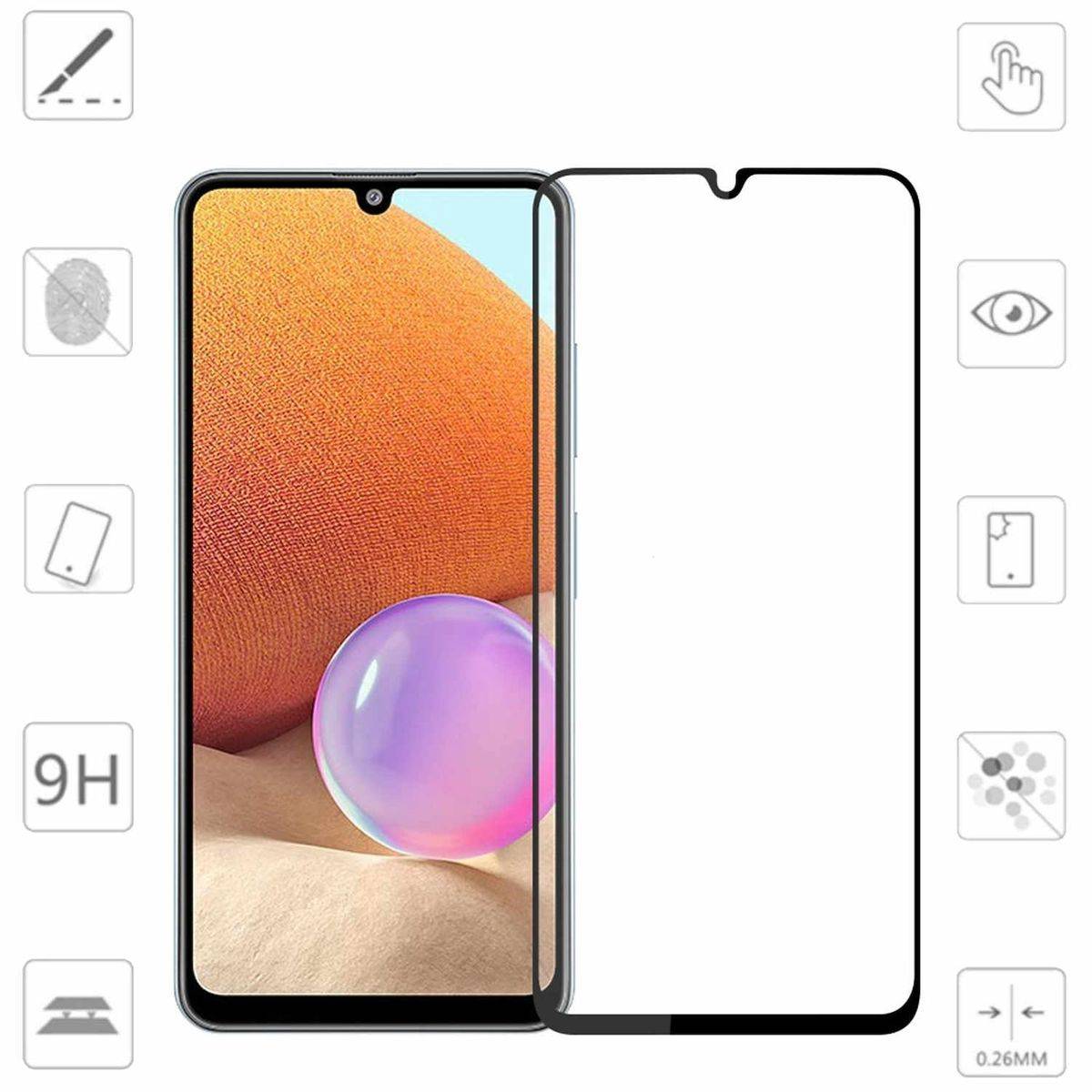 Für Samsung Galaxy A15 2x 3D Premium 0,3 mm H9 Hart Glas Schwarz Folie