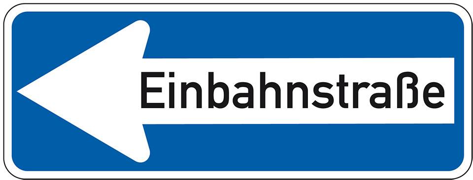 Verkehrszeichen Einbahnstraße, links, Nr.220-10, Aluminium RA1, reflektierend, 800x300mm, DIN 67520, nach StVO