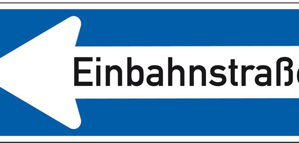 Verkehrszeichen Einbahnstraße linksweisend, Nr.220-10, AluminiumRA2, reflektierend, 800x300mm, DIN 67520, nach StVO
