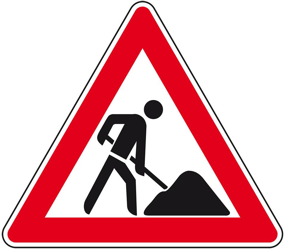 Verkehrszeichen Baustelle, Nr.123, Aluminium RA0, reflektierend, SL 630mm