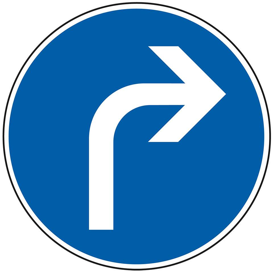 Verkehrszeichen Fahrtrichtung rechts, Nr. 209, Aluminium RA0, reflektierend, Ø 600mm, DIN 67520
