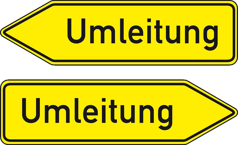 Verkehrszeichen Umleitungswegweiser doppelseitig, Nr.454-40, Aluminium RA0, reflektierend, 1250x350mm, DIN 67520
