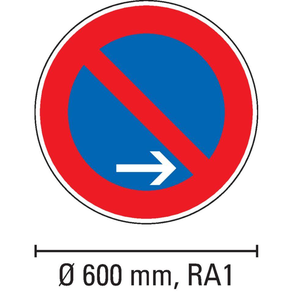 Verkehrszeichen Eingeschränktes Haltverbot Ende, Nr.286-20, Aluminium RA1, reflektierend, Ø 600mm, DIN 67520, nach StVO