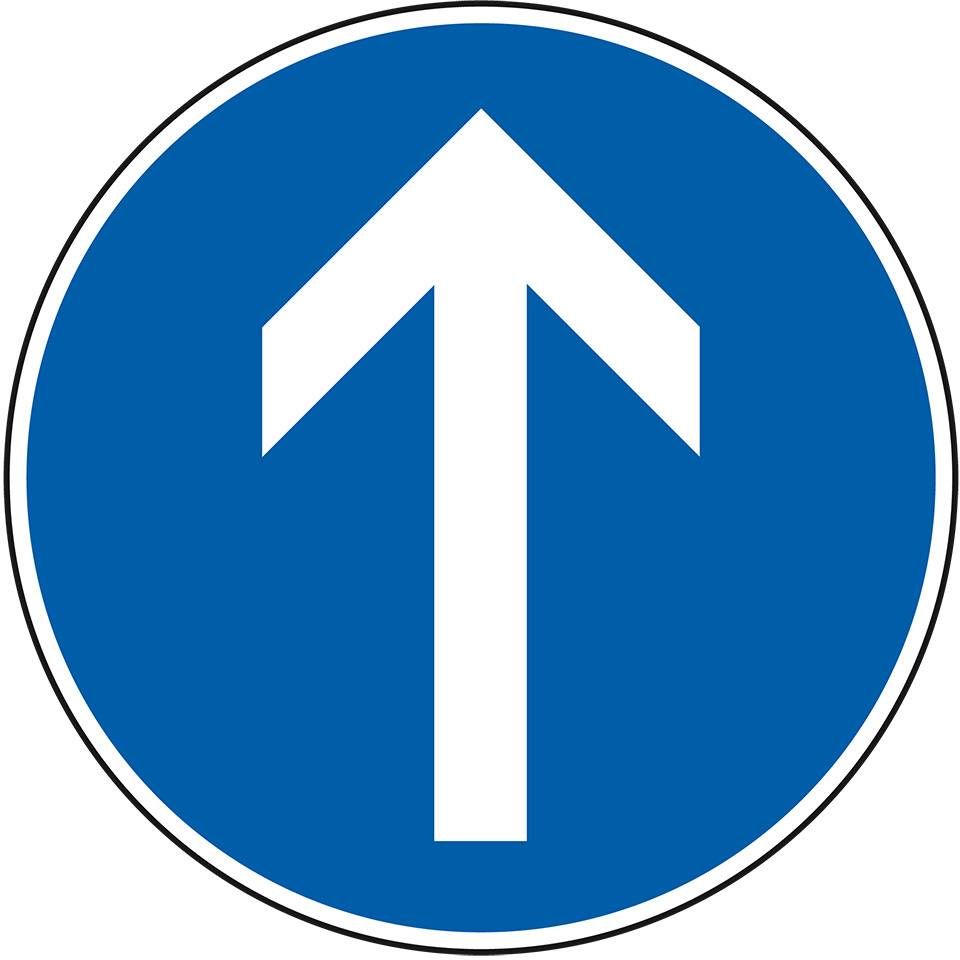 Verkehrszeichen Fahrtrichtung geradeaus, Nr.209-30, Aluminium RA2, reflektierend, Ø 600mm, DIN 67520, nach StVO