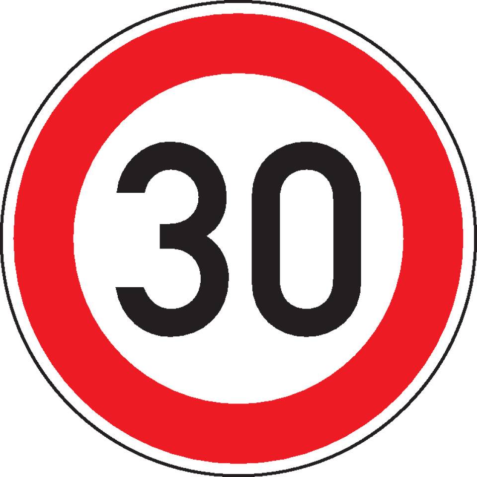 Verkehrszeichen Zulässige Höchstgeschwindigkeit 30, Nr.274-30, Aluminium RA0, reflektierend, Ø600mm, DIN 67520