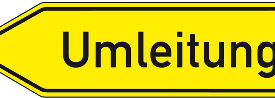 Verkehrszeichen Umleitungswegweiser linksweisend, Nr.454-10, AluRA1, reflektierend, 1250x350mm, DIN 67520, nach StVO