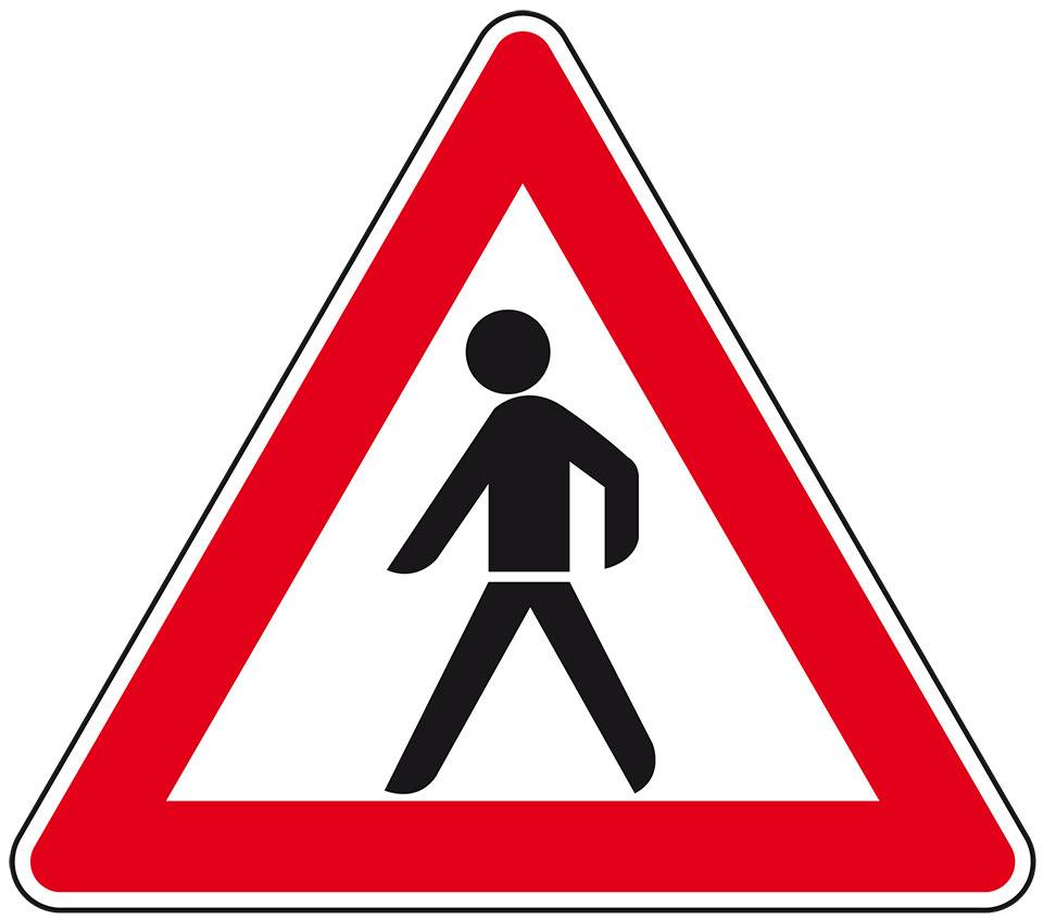 Verkehrszeichen Fußgänger, Aufstellung rechts, Nr.133-10, Aluminium RA2, reflektierend, SL 900mm, DIN 67520, nach StVO