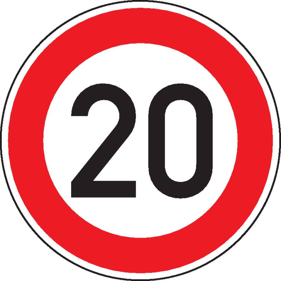 Verkehrszeichen Zulässige Höchstgeschwindigkeit 20, Nr.274-20, Aluminium RA0, reflektierend, Ø600mm, DIN 67520