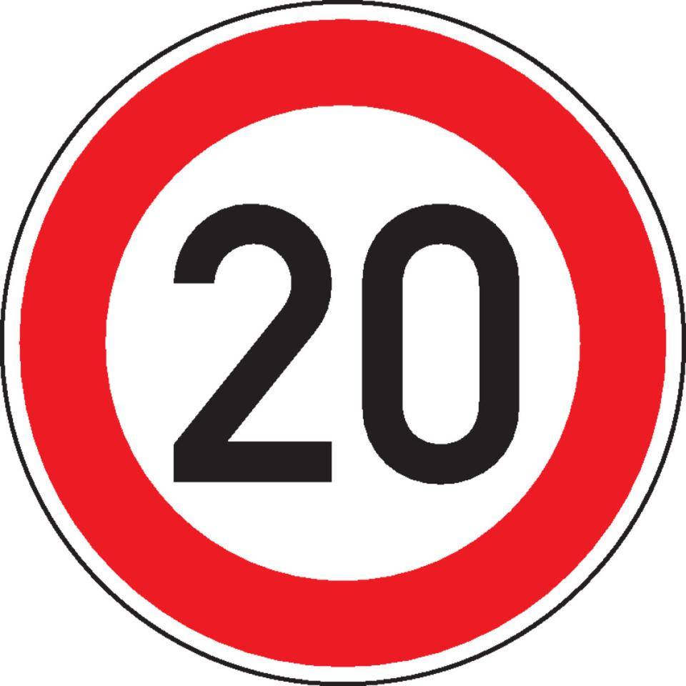 Verkehrszeichen Zulässige Höchstgeschwindigkeit 20, Nr.274-20, Aluminium RA1, reflektierend, Ø600mm, DIN 67520 nach StVO