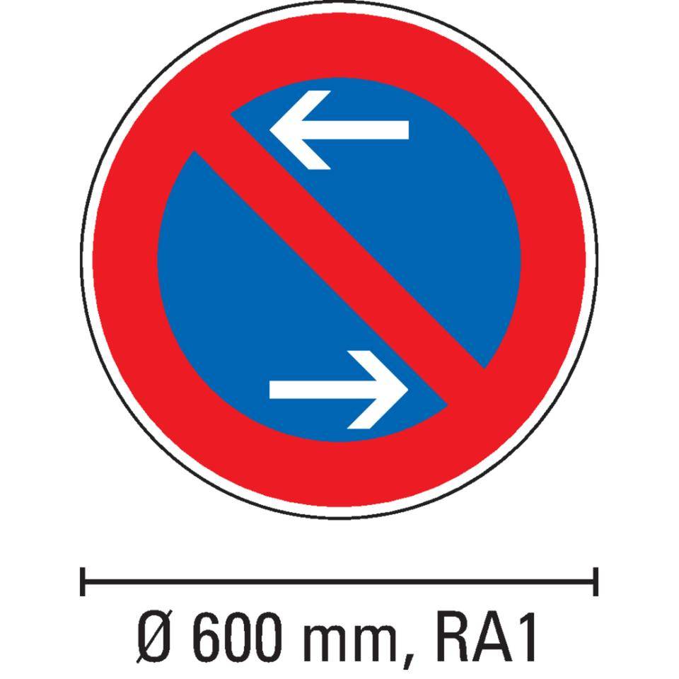 Verkehrszeichen Eingeschränktes Haltverbot Mitte, Nr.286-30, Aluminium RA1, reflektierend, Ø 600mm, DIN 67520, nach StVO