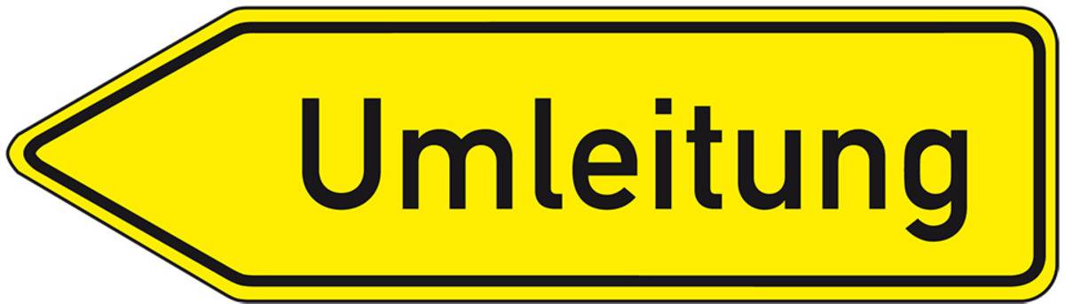 Verkehrszeichen Umleitungswegweiser linksweisend, Nr.454-10, Alu. RA0, reflektierend, 1250x350mm, DIN 67520, nach StVO